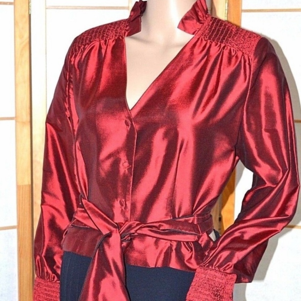 Baratelli Valentines Red Satin Silk Wrap Blouse 8